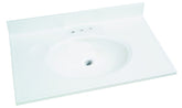 Foremost WS-1931 Vanity Top, 31 in OAL, 19 in OAW, Marble, Solid White, Countertop Edge